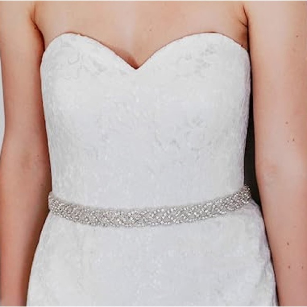 Classy Silver Rhinestone Sash - image 1